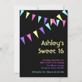Drapeaux colorés Sweet 16 Invitation (Devant)