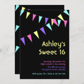 Drapeaux colorés Sweet 16 Invitation (Devant / Derrière)