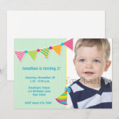 Drapeaux colorés, vert, invitation de photo (Devant / Derrière)