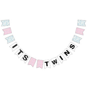 Drapeaux de Baby shower bleu rose Twins