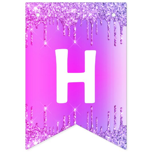 Drapeaux de Bunting Anniversaire Pink Purple Parti (Deuxième drapeau)