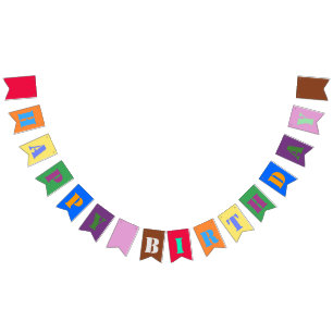 Drapeaux de Bunting de fête d'anniversaire multico