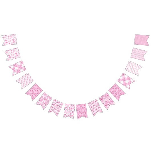 DRAPEAUX DE BUNTING MARIAGE ROSE ET BLANC (Tout)