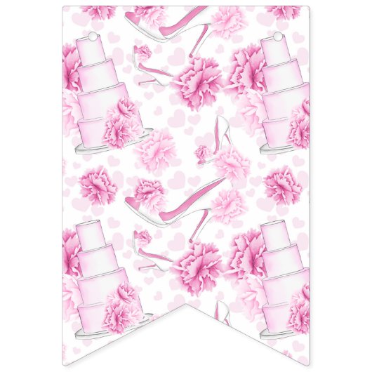 DRAPEAUX DE BUNTING MARIAGE ROSE ET BLANC (Deuxième drapeau)