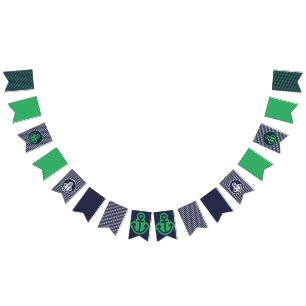 Drapeaux de Bunting Nautique Marine et Vert