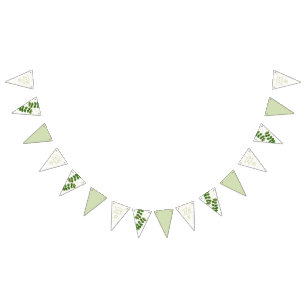Drapeaux de fanions de date chic vert de mariage
