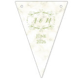 Drapeaux de fanions de date chic vert de mariage (Premier drapeau)