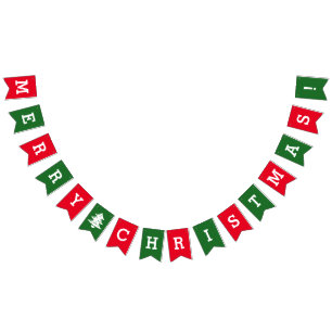 Drapeaux de fêtes de Noël rouge et vert