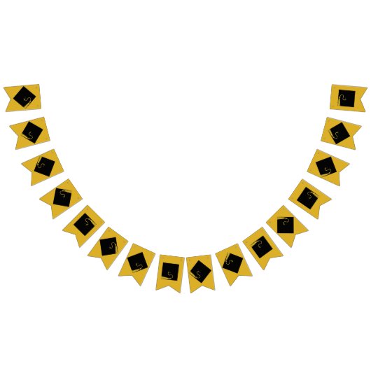 Drapeaux de la fête de graduation en or et noir (Tout)
