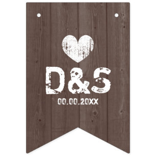 Drapeaux de mariage campagnard à grains de bois vi