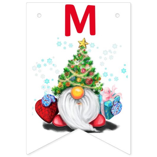 Drapeaux de Noël Gnomes avec cadeaux - Amusants (Deuxième drapeau)