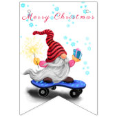 Drapeaux de Noël Patinage Gnome avec cadeaux (Premier drapeau)