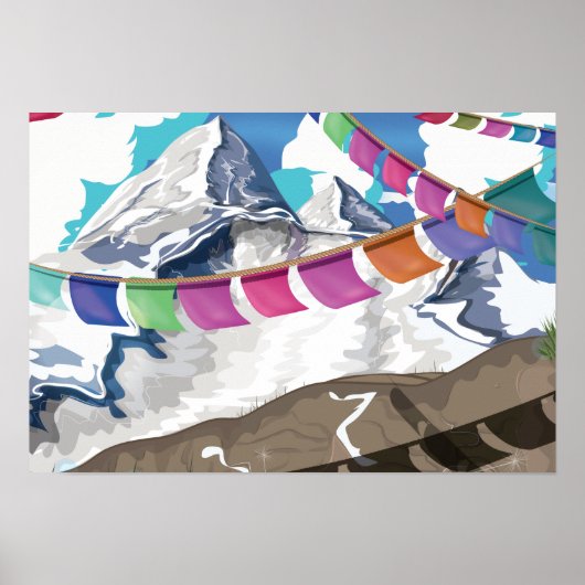 Drapeaux de prière de l'Himalaya népalais affiche (Devant)