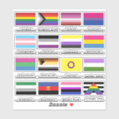 Drapeaux Du Pack Sticker LGBTQ Du Mouvement De Fie (Feuille)