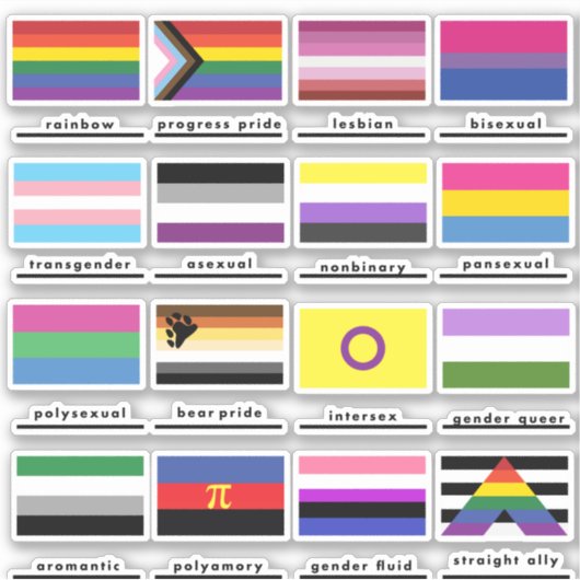 Drapeaux Du Pack Sticker LGBTQ Du Mouvement De Fie (Devant)