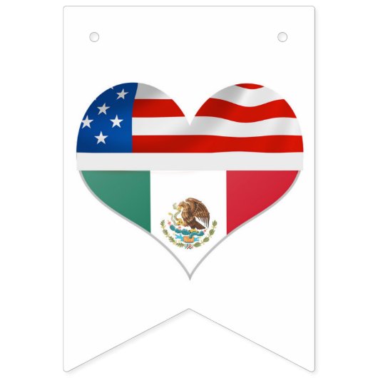 Drapeaux et coeurs mexicains et américains mariage (Troisième drapeau)