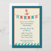 Drapeaux marins et Ancre Invitation (Devant / Derrière)