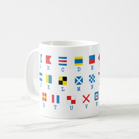 Drapeaux marins Signaux maritimes Alphabet Mug (Devant gauche)