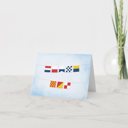 Drapeaux nautiques MERCI sur fond bleu nuage (Devant)