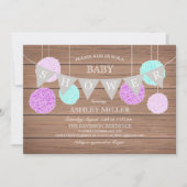 Drapeaux pourpres n Fluffs - Invitation Baby showe (Devant)