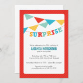 Drapeaux surprise Invitation de la fête surprise e (Devant / Derrière)