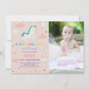 Drapeaux Unicorn Invitations d'anniversaire avec p