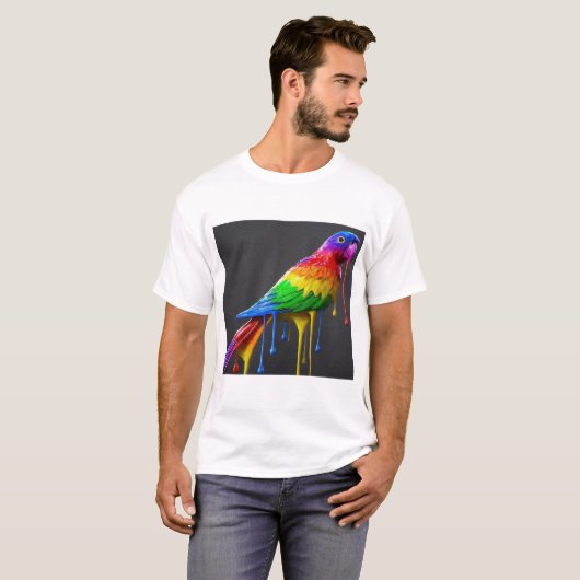 Drapes in Parrot kleuren: levendig en speels T-shirt (Voorkant volledig)