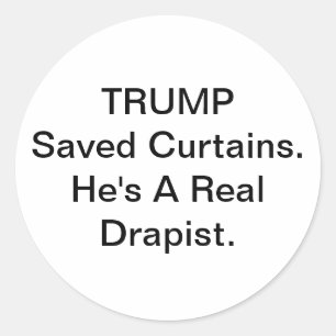 Drapist Trump redde gordijnen Hankamer Artjunkhaus Ronde Sticker