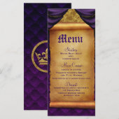 Draps or et pourpre royale Menu de mariage défilan (Devant / Derrière)
