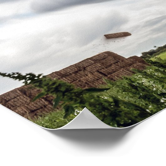 Draster tilt hooibalen in een storm poster (Hoek)