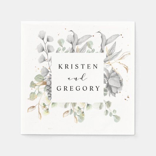 drastisch zilvergoudflormonogram servet (Voorkant)