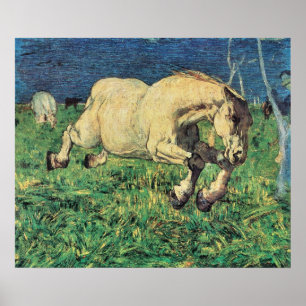 Dravend Paard van Giovanni Segantini, Vintage Kuns Poster