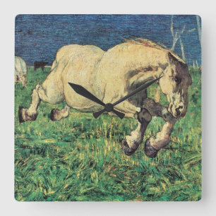 Dravend Paard van Giovanni Segantini, Vintage Kuns Vierkante Klok