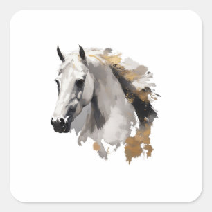 Dravers Grace White Horse Kunst Vierkante Sticker