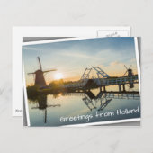 Drawbridge en windmolens bij zonsondergang in Nede Briefkaart (Voorkant / Achterkant)