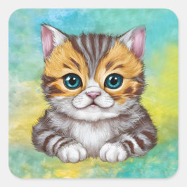 Drawing Cat Vierkante Sticker