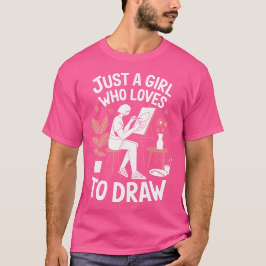 Drawing Lover is een meisje dat houdt van tekenen T-shirt (Voorkant)