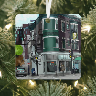 Drawing of Downtown Madison, Wisconsin Christmas Metalen Ornament