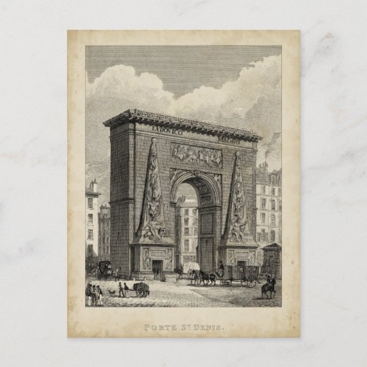 Drawing of Porte Saint-Denis Monument Briefkaart (Voorkant)