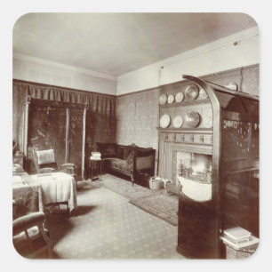 Drawing room, Kelmscott House, Londen, 1896 (foto) Vierkante Sticker