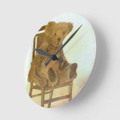 DRawing: Teddy Bear op een stoel Ronde Klok (Hoek)