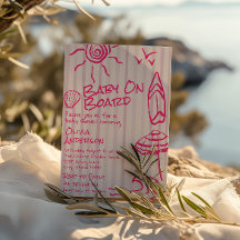 Drawn Baby aan boord Surf Summer Girl Baby shower