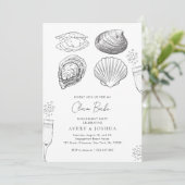 Drawn Champagne Clam Bake Engagement Party Kaart (Staand voorkant)