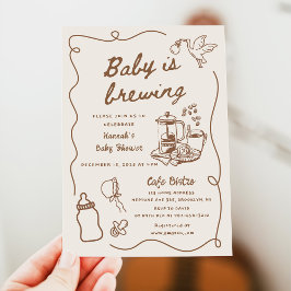Drawn Coffee Baby is Brewing Baby Shower Kaart