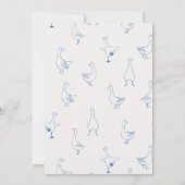 Drawn Goose Gingham Blue Classic Boy Baby Shower Bedankkaart (Achterkant)