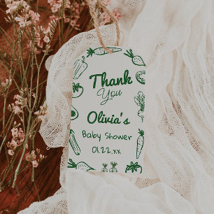 Drawn Green Lokaal geteelde Groenten Baby shower Cadeaulabel