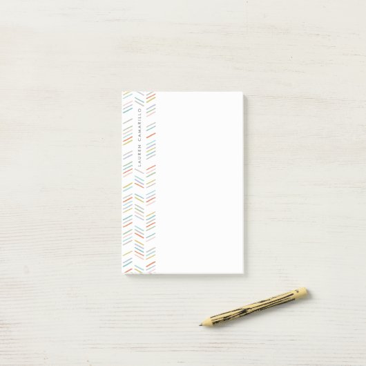 Drawn Herringbone Personalized Post-it - Turquoise Post-it® Notes (Op bureau)