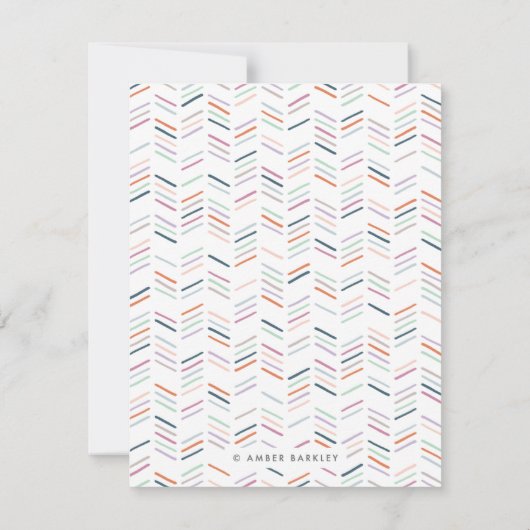 Drawn Herringbone Stationery - Fuchsia Notitiekaartje (Achterkant)