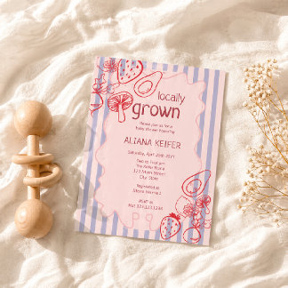 Drawn Locally Grown Farmer's Market Baby Shower  Kaart