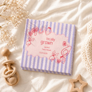 Drawn Locally Grown Farmer's Market Pink Servet